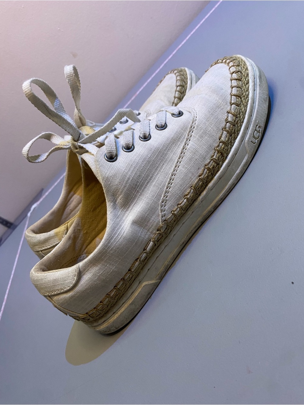 UGG Eyan II Women's Size 7.5White Canvas Lace Up Espadrille-Styled Casual Shoes